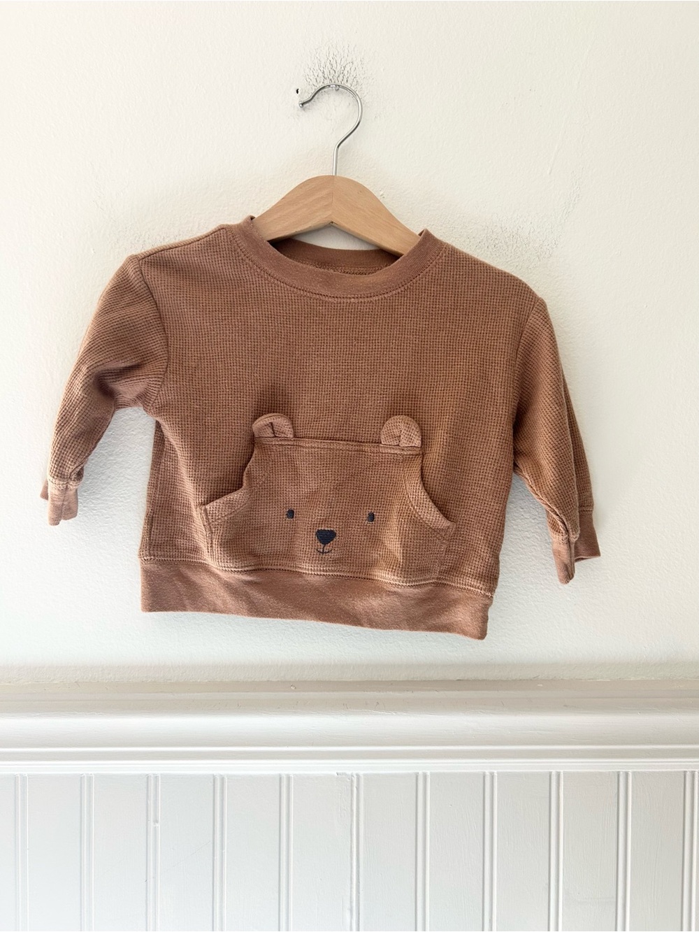 Carter's 6-9 Months Waffle-Knit Bear Pocket Sweatshirt - Brown